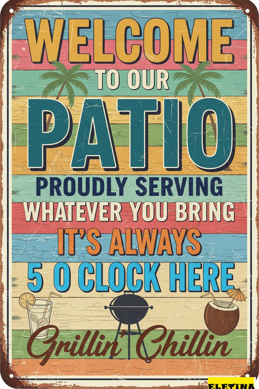 Vintage Metal Tin Sign for Man Cave Welcome Patio Bar S Home Porch Bar Wall Decor Beach Bar Decorations Backyard Tiki Bar Hot Tub Poster 8x12 Inch Private Property Decorative