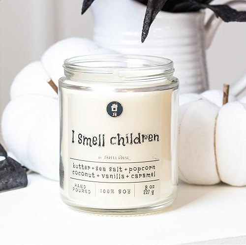 Miniatura 3 de Vela de soja de Halloween I Smell Children | Dulce otoño aroma caramelo palomitas de maíz coco | Divertido regalo de broma para mamá