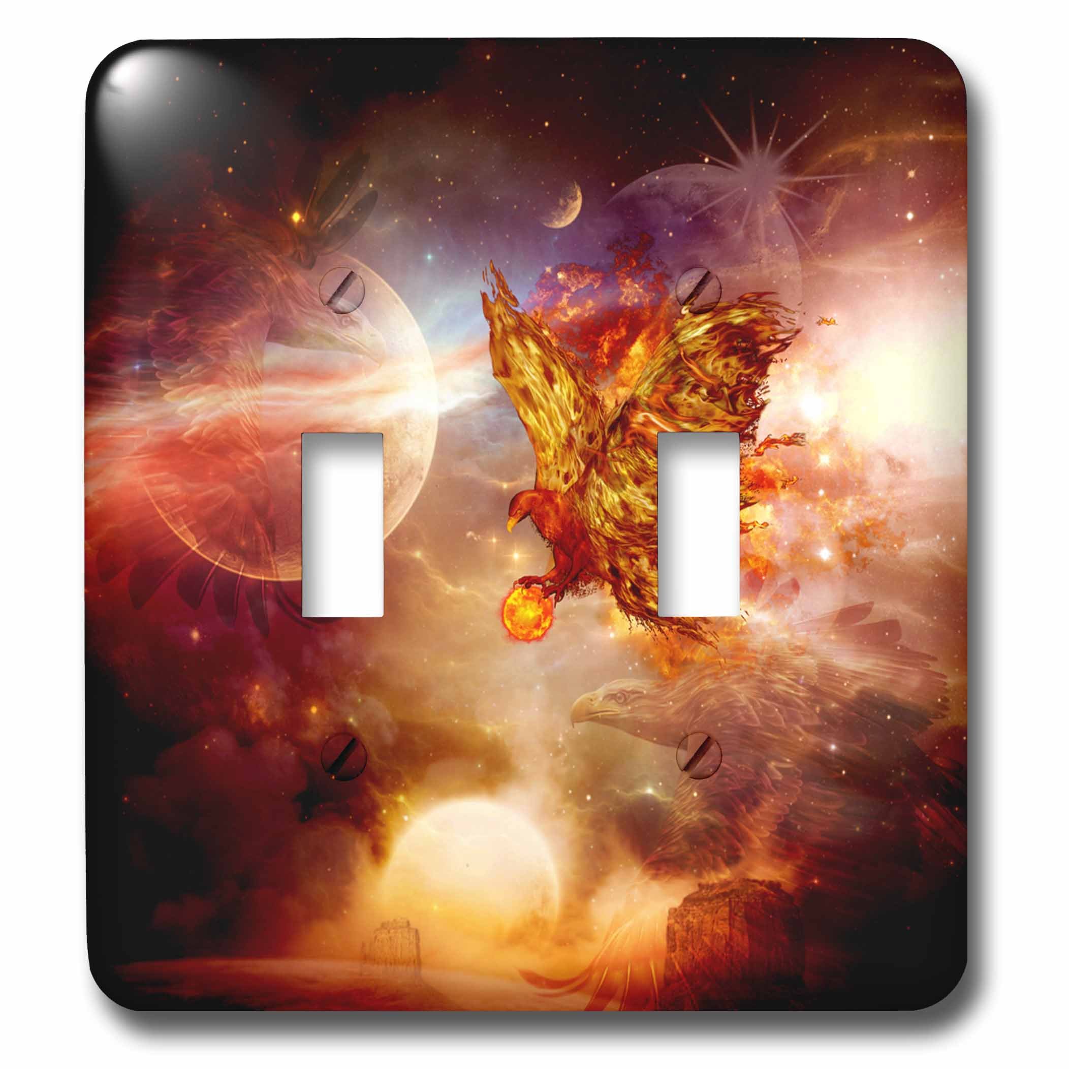 Interrupteur à baïonnette univers design aigle multicolore pour plaque de décoration murale
