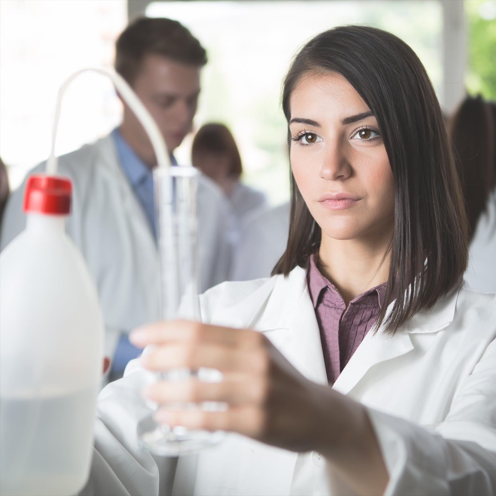 QUARKZMAN Cilindro Graduato in Plastica, Cilindro di Misurazione 50ml, Becher per Tubi di Prova, Marcatura Metrica 2 Lati, Base Esagonale Trasparente per Laboratorio Casa 10pz