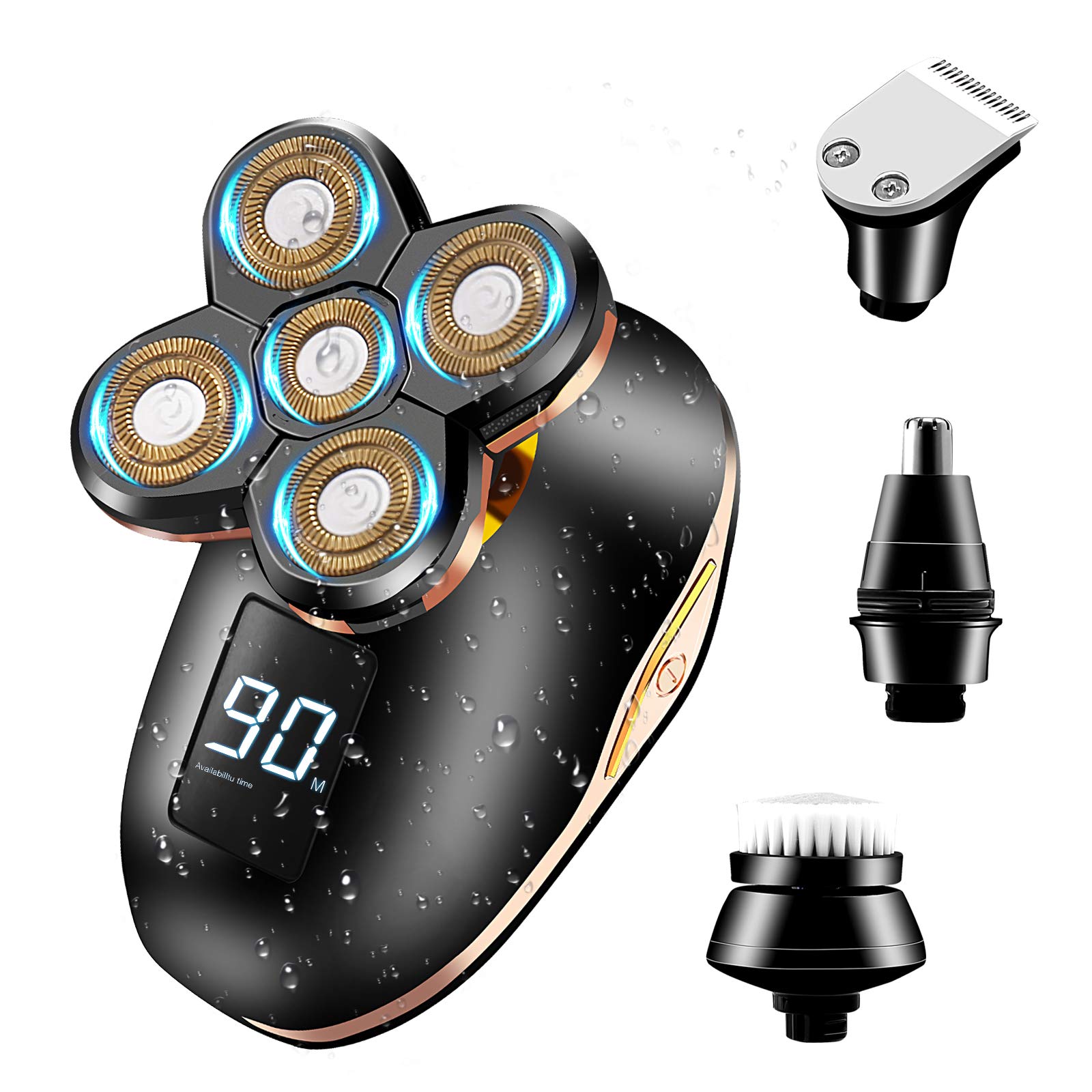 DAVV Electric Shavers Razor for Men Bald Head,Head Shavers for Bald Men Wet&Dry Waterproof Rechargeable,Electric Razors with Hair Clippers Nose Hair Trimmer Facial Cleansing Brush