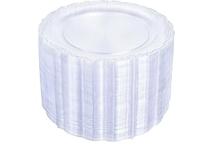 100 Pack Clear Plastic Plates 10 Inch for Parties and Events