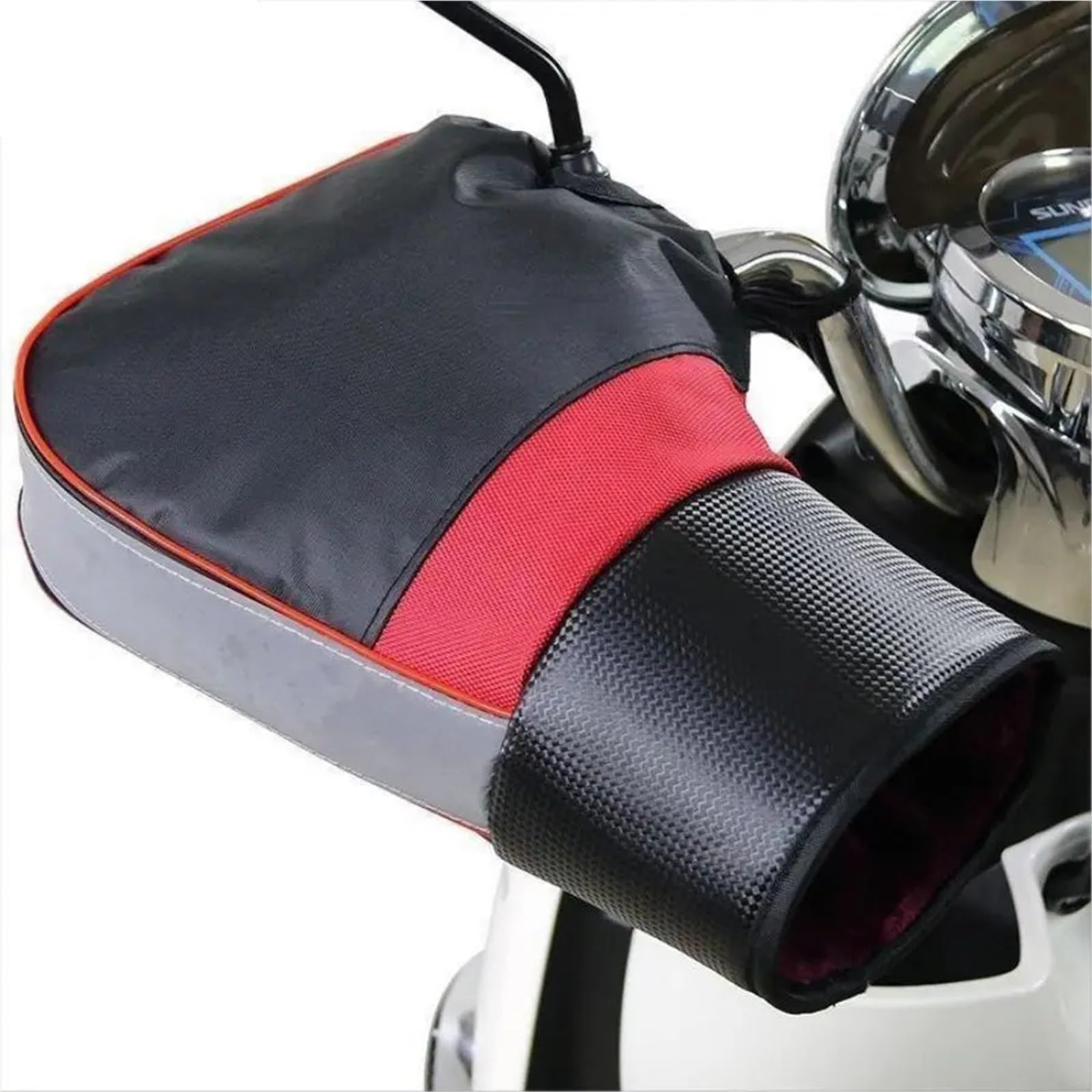 Rękawiczki na kierownicę, Rękawice motocyklowe Zimowa ciepła rączka Wiatroodporny uchwyt motocyklowy Osłona termiczna Akcesoria(Black Reflective strip)