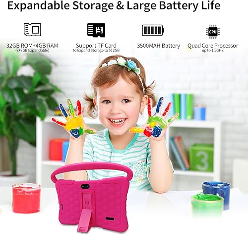 Miniatura 4 de Tablet de 7 pulgadas para niños, tableta de 4 GB (2+2 expandir) RAM 32 GB de almacenamiento, computadora con filtros de edad, controles parentales,