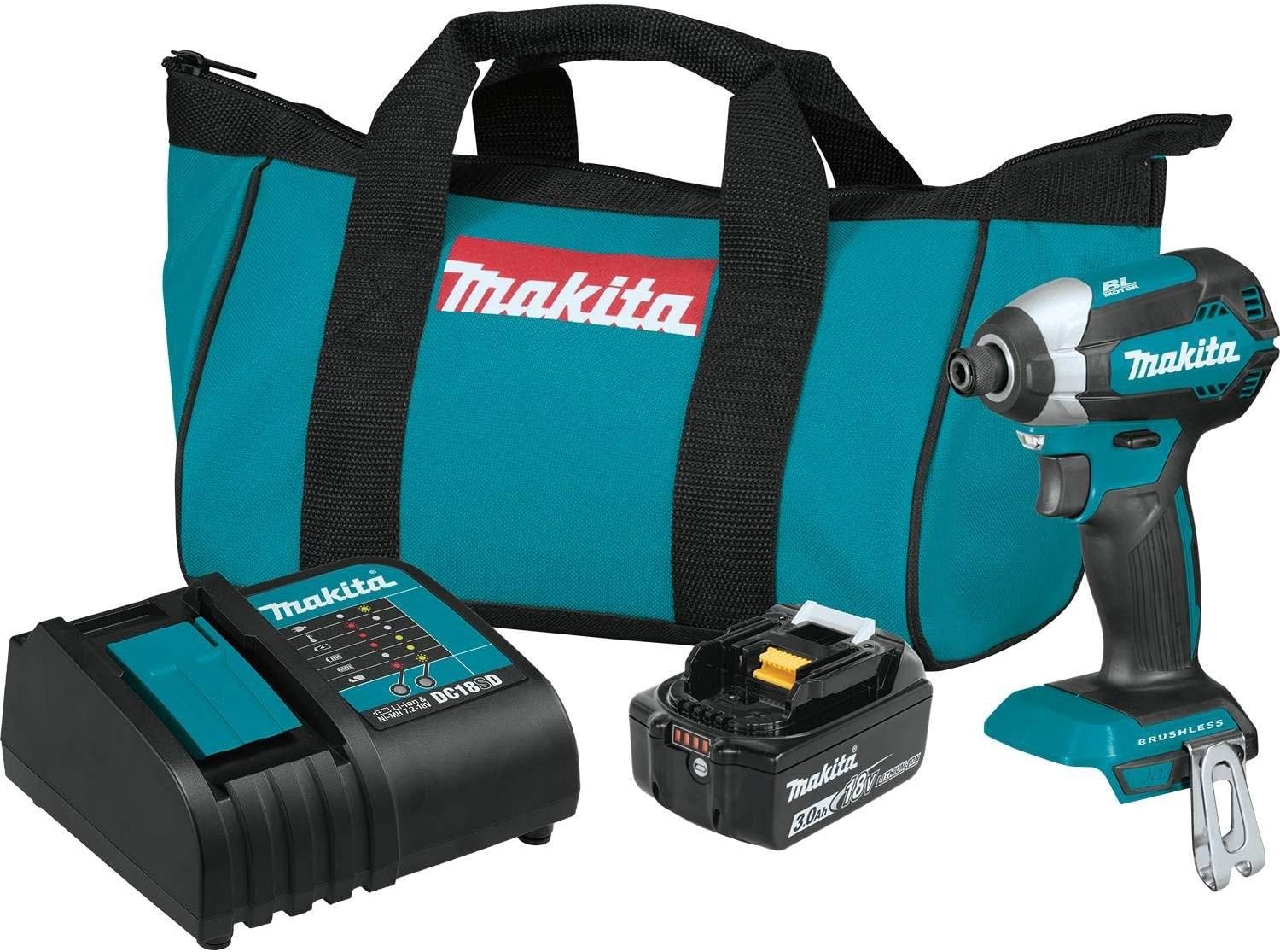 Makita XDT131 18V LXT Lithium-Ion Brushless Cordless Impact Driver Kit (3.0Ah) (Renewed)