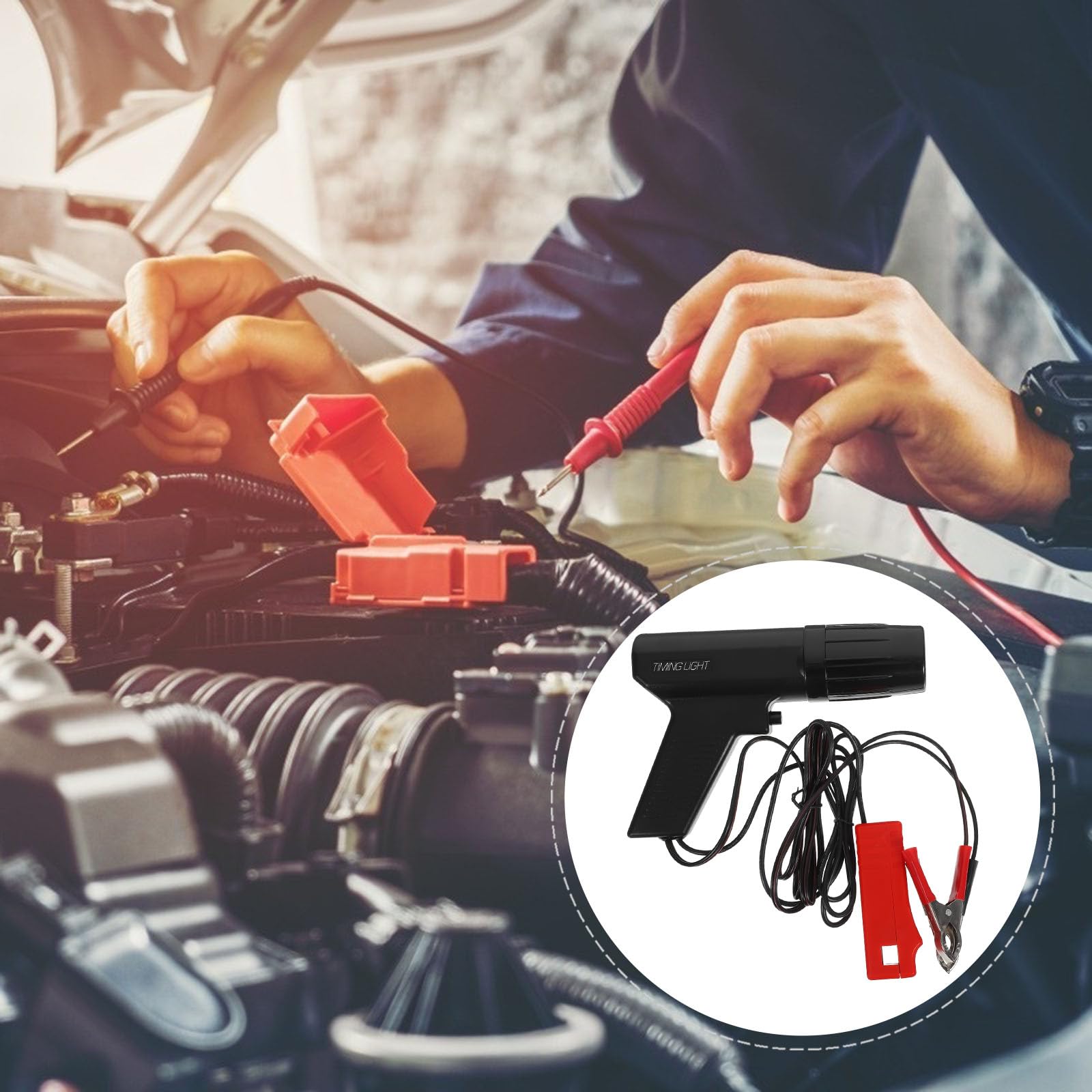 Induktive Zündzeitpunktlampe für Kfz Werkzeug mit Kunststoffgehäuse Vielseitige Anwendung bei Motorreparatur und Fahrzeugerkennung für Auto und Motorrad
