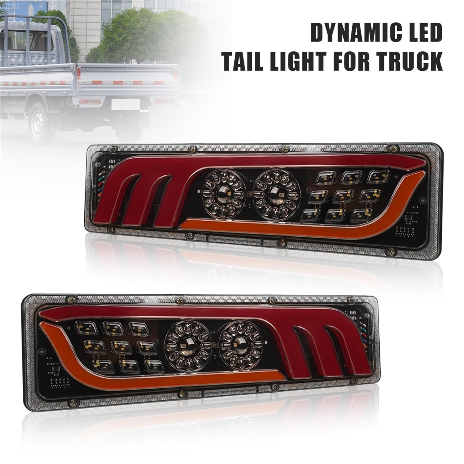 Halogen światła 46CM LED Tylna lampa tylna Stop Cofanie Caravan Van Lampa Hamulec Cofanie Ruch Przeciwmgielny Wodoodporna 12-24V(2PCS 46cm)