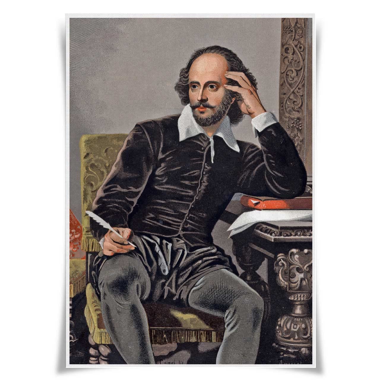 Great Writer Portrait Poster Literary Giants A3 Prints Wall Art Home Decor (William Shakespeare)