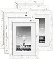 Vista 27 de Juego de collage de marcos de fotos de granja de 5 x 7, cepillo de alambre rústico negro texturizado, borde de madera texturizada, vidrio plexiglí