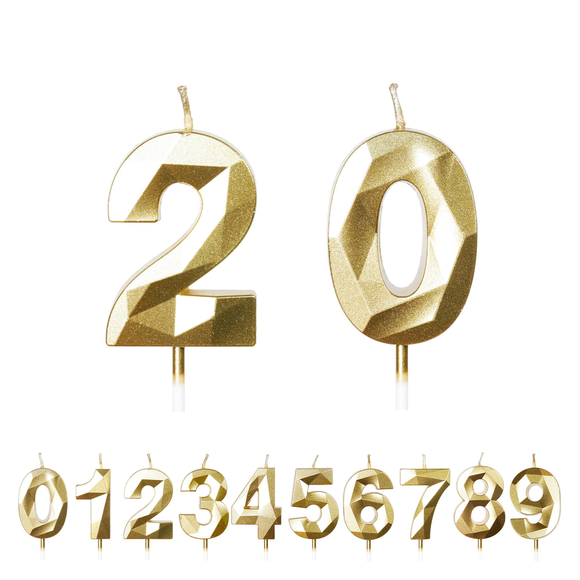 Fuzvol Gold Birthday Cake Candles, Number 20 Candle,Cake Topper Decorations