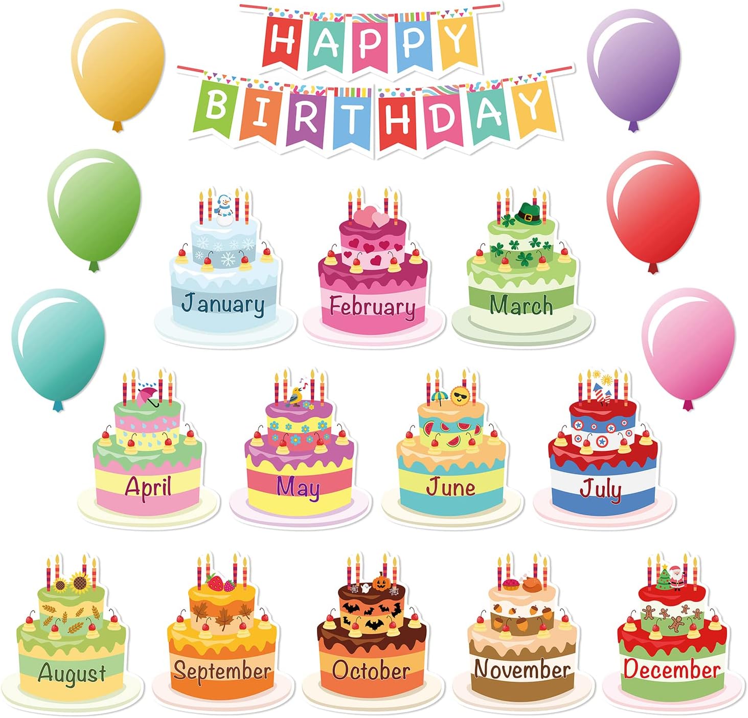 Mr. Pen- Happy Birthday Bulletin Board Set, 20 pcs, Bulletin Board Decorations, Birthday Board Classroom, Birthday Bulletin Board Decorations, Classroom Birthday, Classroom Decorations, Birthday Board