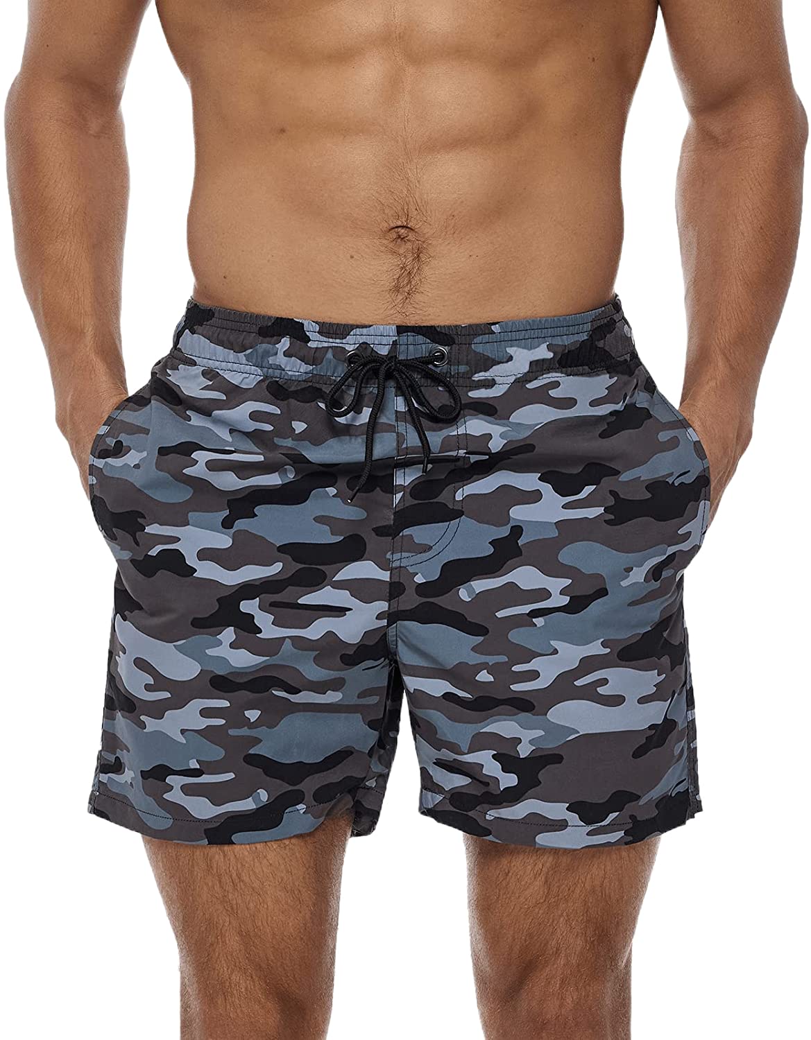 LEZUAN Bañador Hombre Corto con Bolsillo, Bañadores de Playa con Cordón, Bañadores de Natación Hidrófugo, Bañadores de Surf con Forro de Malla, Transpirable&Secado Rápido