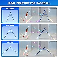 Vista 5 de Red de rebote de lanzamiento de béisbol, objetivo de bateo de 9 hoyos, redes de entrenamiento de softbol con zona de ataque, 2 redes