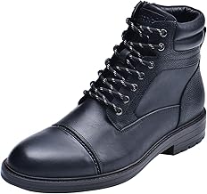 Jamron Men Classic Genuine Leather Ankle Boots Zipper Warm Flannel Lined Chukka Boots