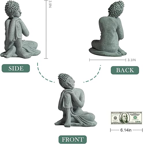 Vista 20 de Estatua de Little Buda para el hogar – Estatua de meditación de piedra hecha a mano de Buda sentado, Buda, Buda, estatua de Buda bebé Buda