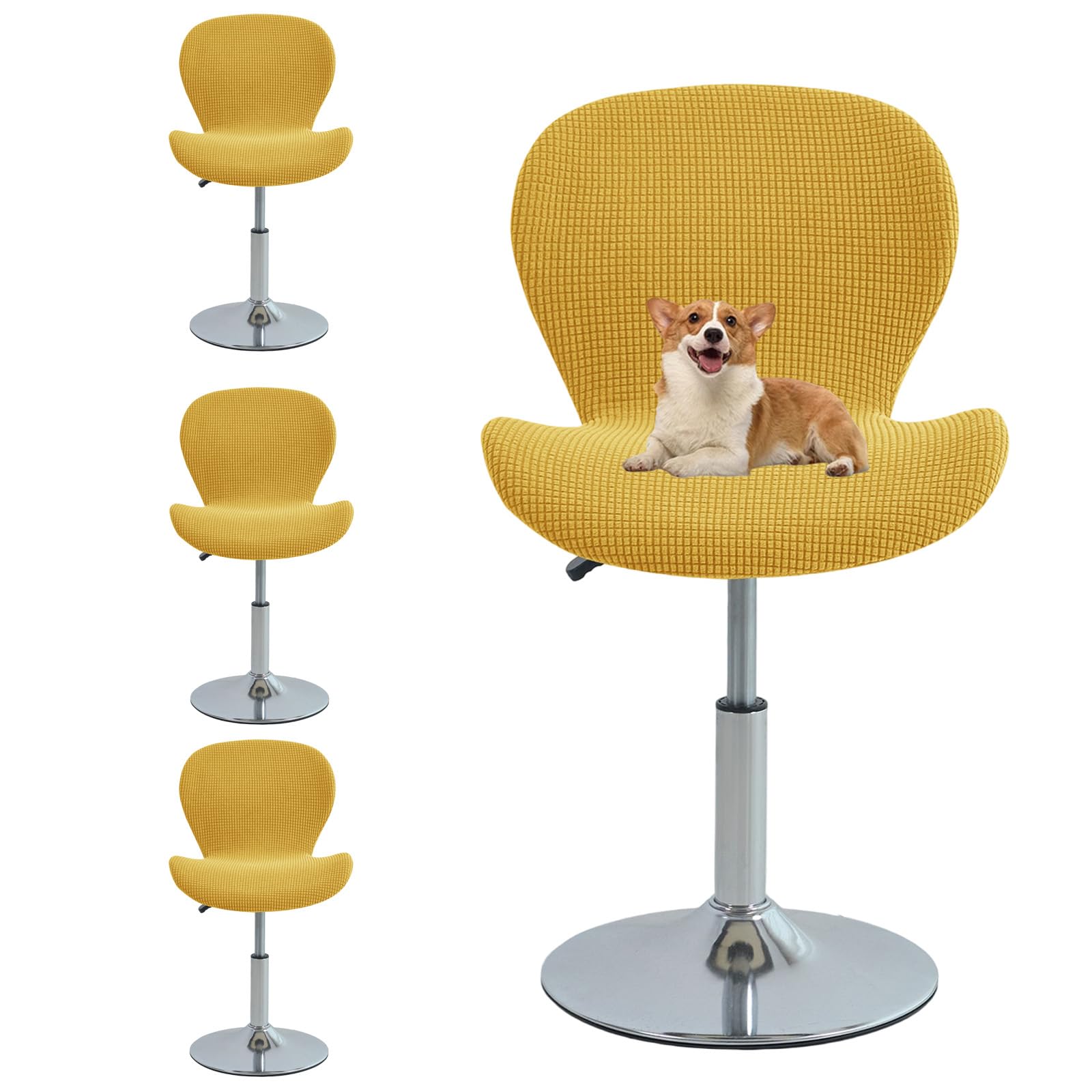 GUYIRT Curved Back Bar Stool Chair Covers, Stretch Fit (yellow,set of 4)