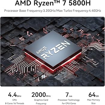 ミニpc Beelink SER5 PRO 5800H 32GB/500GB Beelink Mini PC SER5 Pro 5800H, AMD Ryzen 7 5800H (até 4,4 GHz