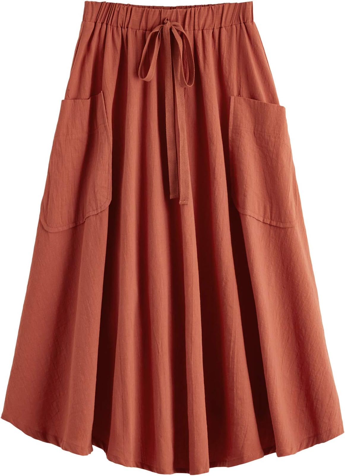 SweatyRocksWomen's Casual High Waist Pleated A-Line Midi Skirt with Pocket
