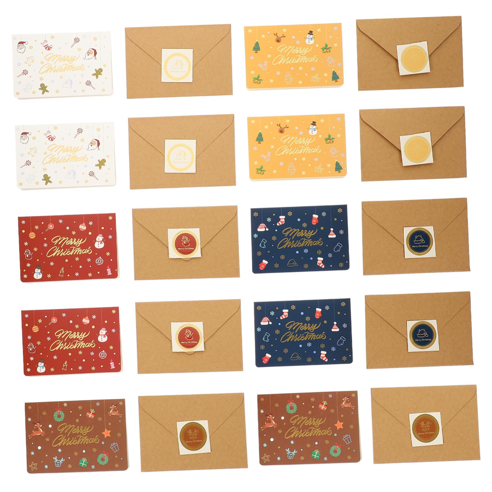 Angoily 40 Sätze Teiliges Weihnachtsgrußkarten in Weiß Rot Blau Braun und Orange Festliche Weihnachts Notizkarten mit Einzigartigem Design für Weihnachtsfeiern Geschenke Freundliche Grüße