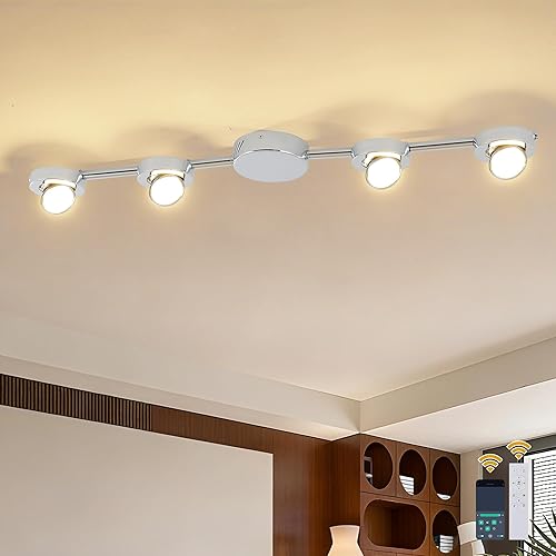 Qcyuui Track Lighting 4-Light LED Track Lighting Fixtures Ceiling Dimmable