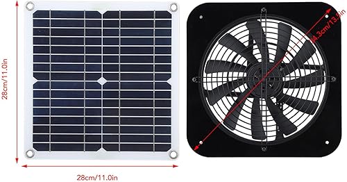 Miniatura 2 de Fdit Ventilador de escape solar de ático potente que enfría silenciosamente, ventilador de escape alimentado por panel solar de 13.5 pulgadas,