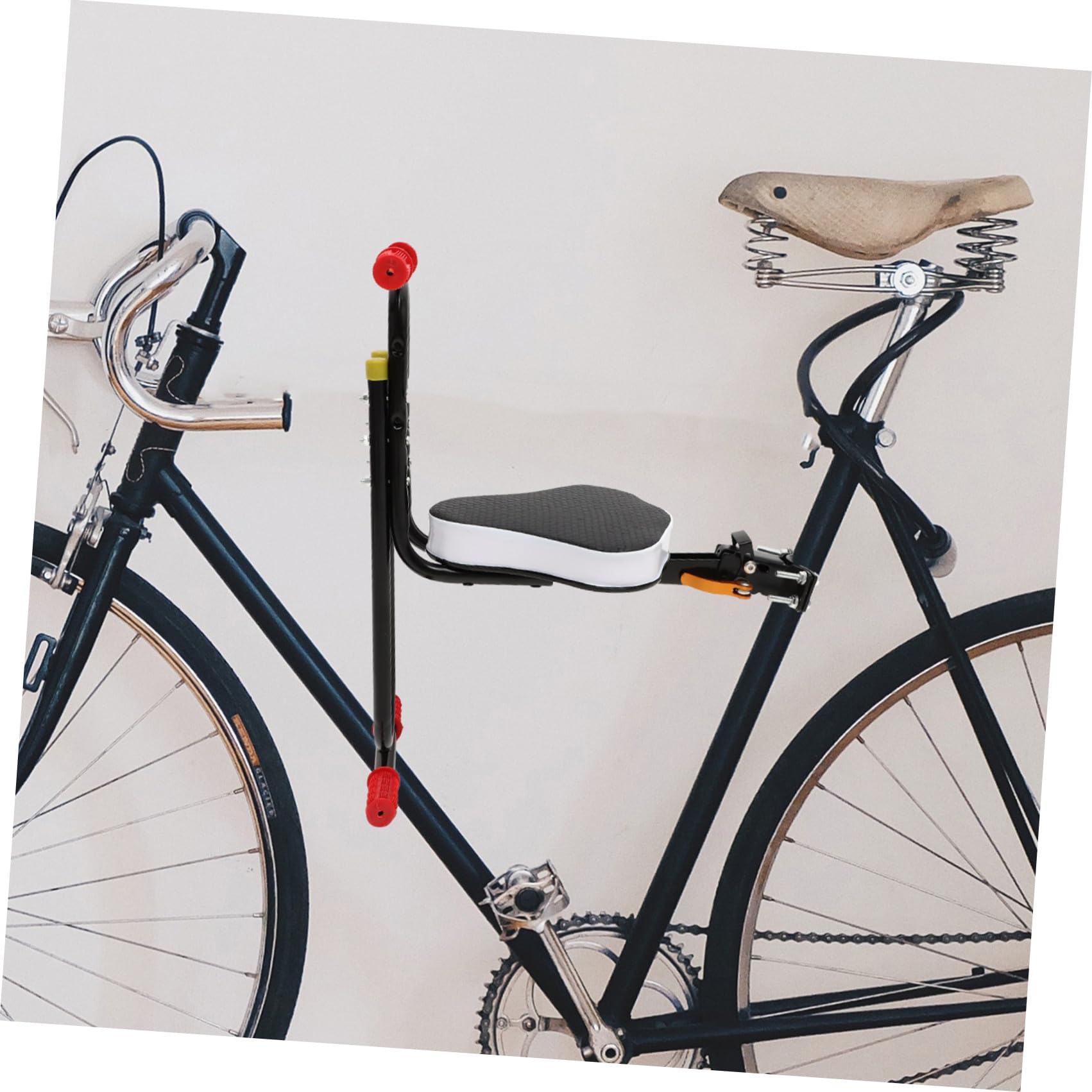 Tofficu Seggiolino Bici Anteriore Bambini Pieghevole Nero in Acciaio | Cuscino Traspirante, Supporto Posteriore Ispessito, per Bicicletta Elettrica e Uso