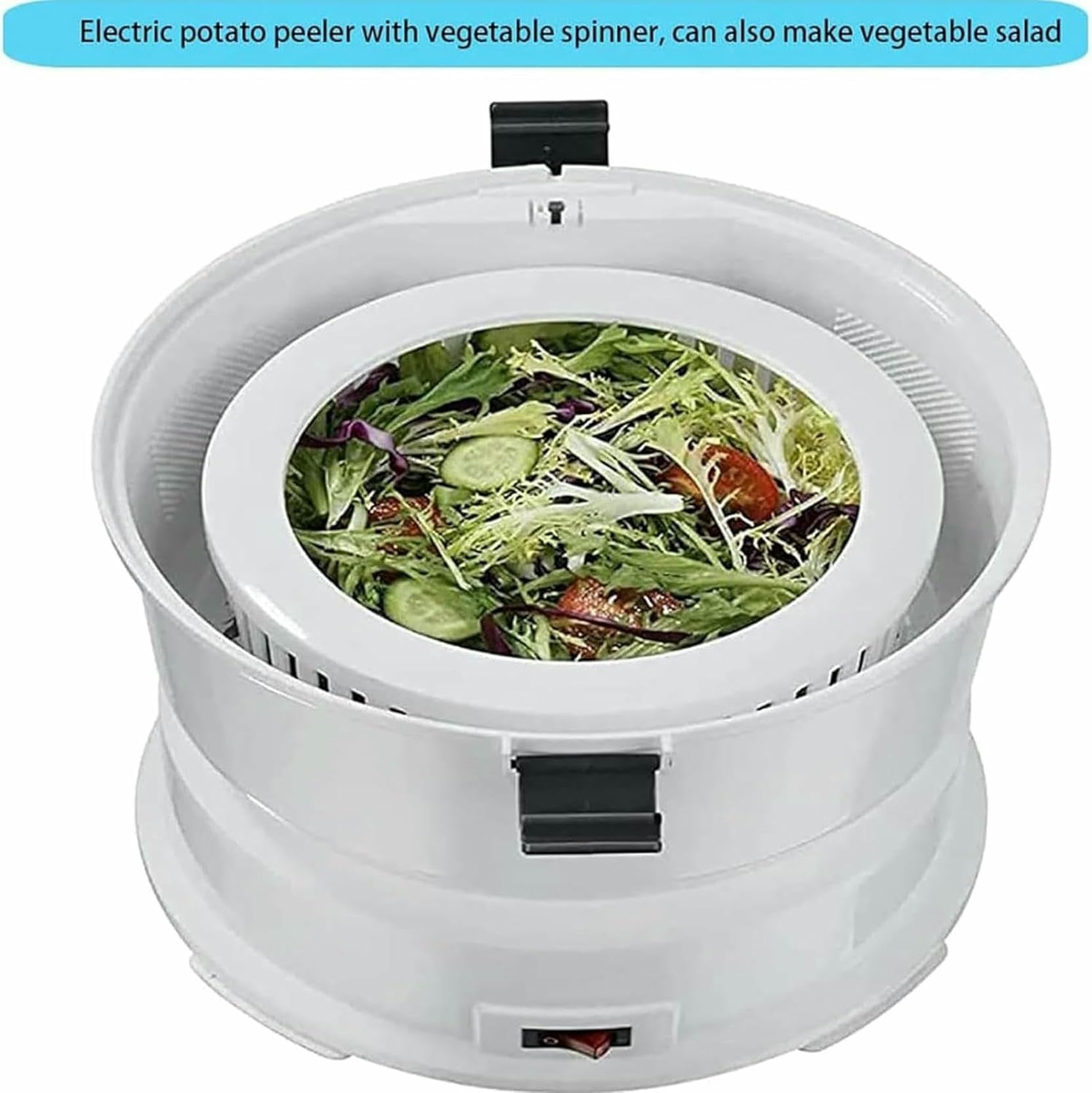 Pelador de patatas eléctrico, pelador automático verduras con un solo toque, cierre seguridad giratorio, silencioso sin suciedad
