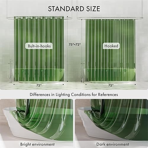 Miniatura 9 de AmazerBath Forro de cortina de ducha sin gancho, 100% EVA resistente, sin ganchos, cortina de ducha y forro 3 en 1, 72 x 75 pulgadas, forro de ducha