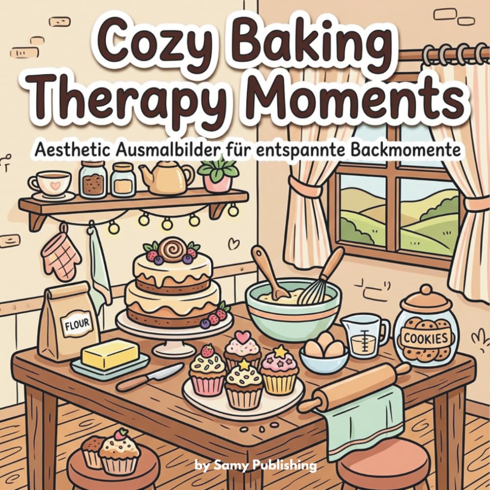 Cozy Baking Therapy Moments – Aesthetic Ausmalbilder für entspannte Backmomente: 40 detailreiche Motive mit Backen, süßen Leckereien und gemütlichen Küchenmomenten