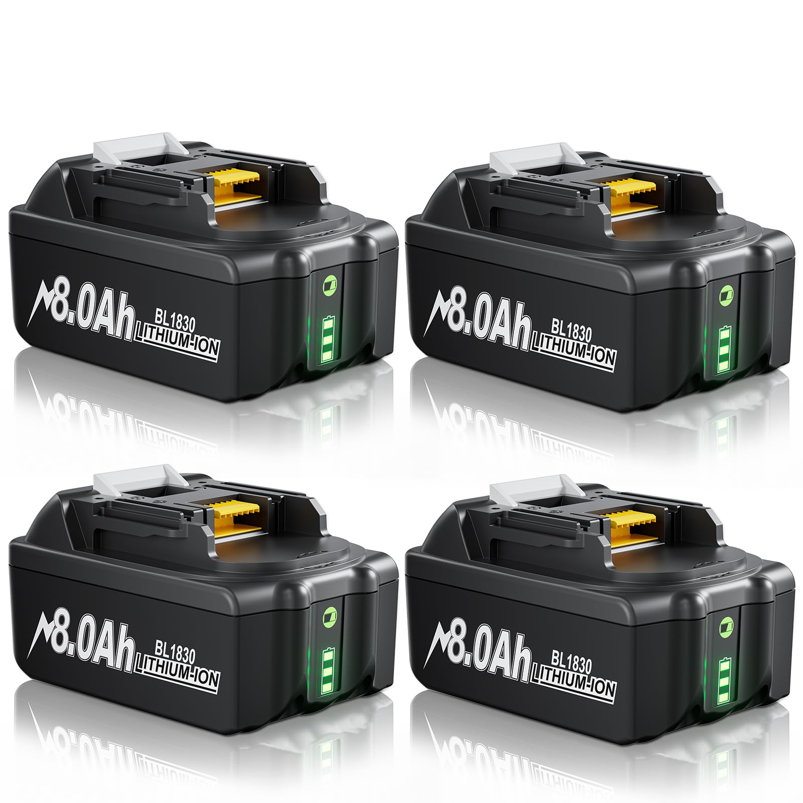 4X 8.0Ah Remplacement pour Makita Batterie 18V LXT Li-ION Batteries | Compatible avec Makita BL1860B BL1860 BL1850B BL1850 BL1845 BL1840B BL1830B BL1830 avec Indicateur LED