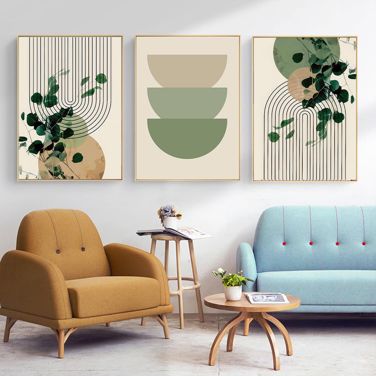 KXHHYB Modern Geometrisch Lijnenbeeld, Aesthetic Groene Plant