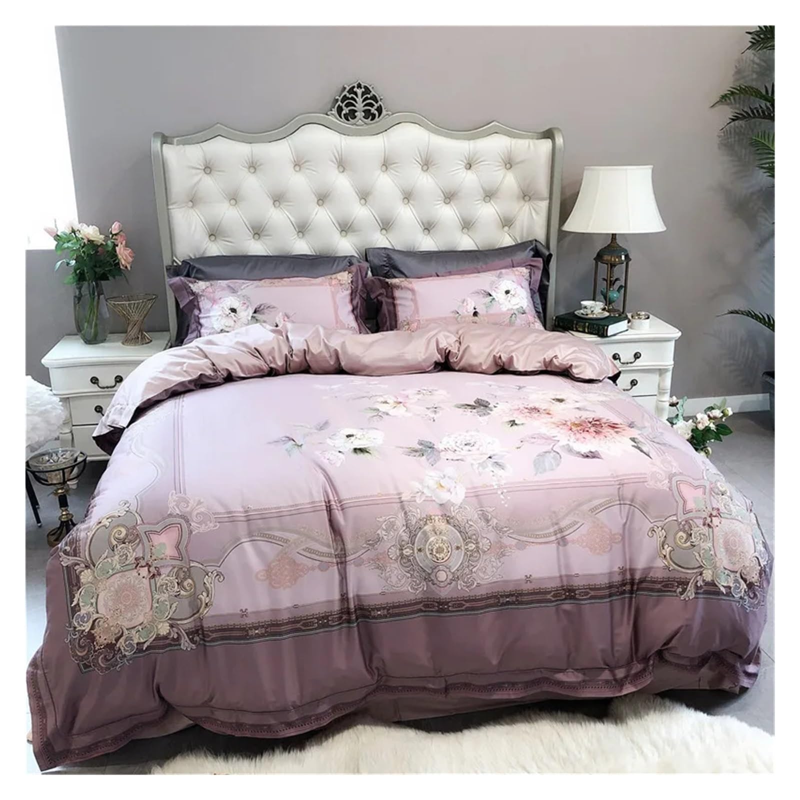 Sbcgfy C 1000T Cotton Bedding Set 4Pcs Duvet Over Sets Bed Linen Flat Bed Sheet Set Pillowcase Home Textile Omfortable Bedding, Bedspreads,-Queen
