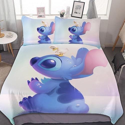 AADISHA Lindo juego de funda de edredón tamaño matrimonial, diseño de dibujos animados de dibujos animados, funda de cama 3D para dormitorio de