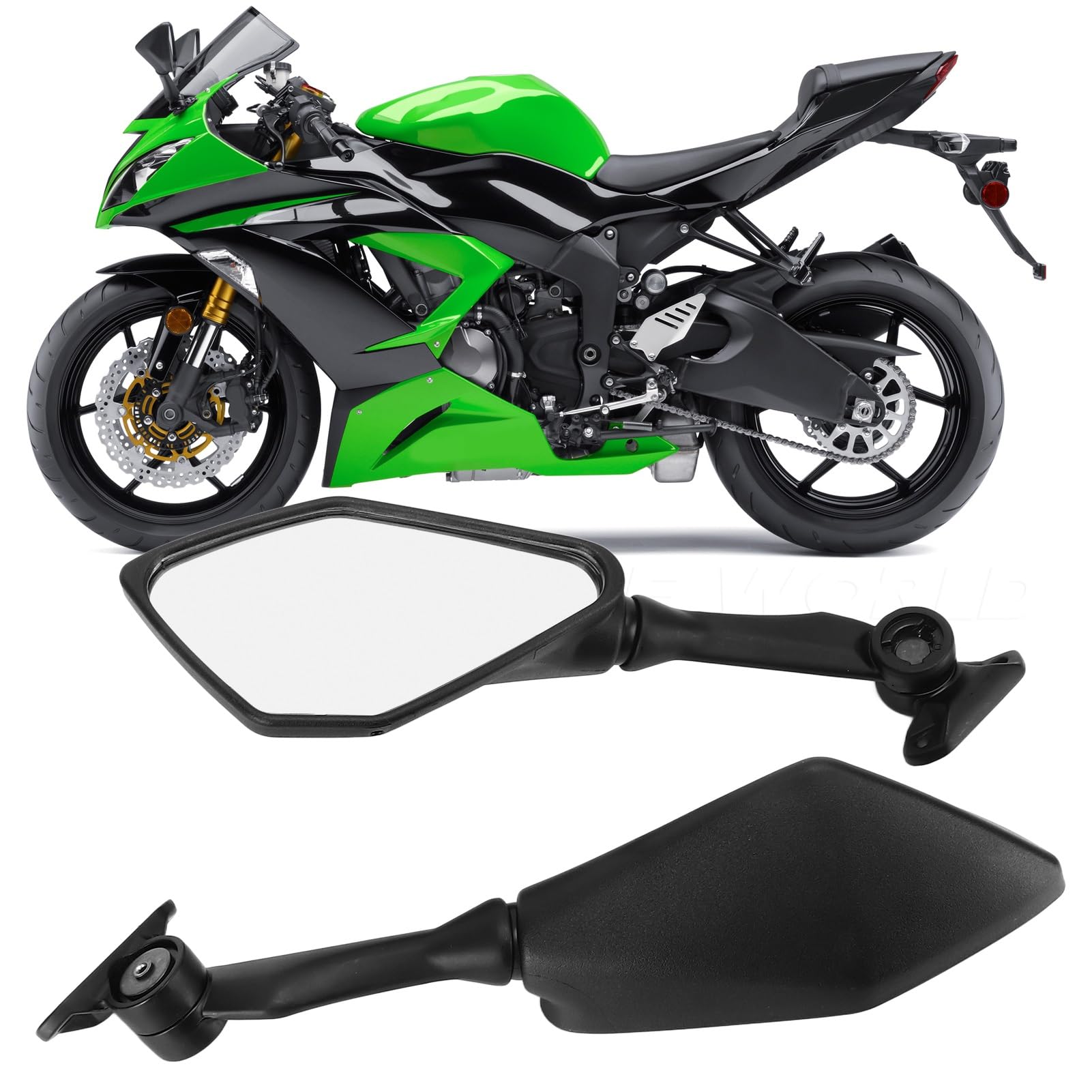 Moto Lusterko końcówkowe kierownicy Motocyklowa k Pasuje Do Ninja 300 250 ZX6R 636 300R EX300 ABS 2 Sztuk Lusterka Wsteczne Motocykla Składana Wymiana