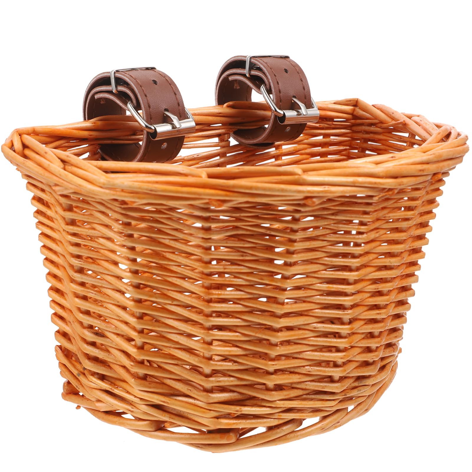 ifundom Small Detachable Handmade Basket for Childrens Bicycles Natural Willow Woven Front Handlebar Storage Container Easy Install Durable for Outdoor Cycling Random Color