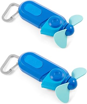 O2COOL Small Sport Misting Fan with Carabiner Clip 2-Pack Blue | Yes
