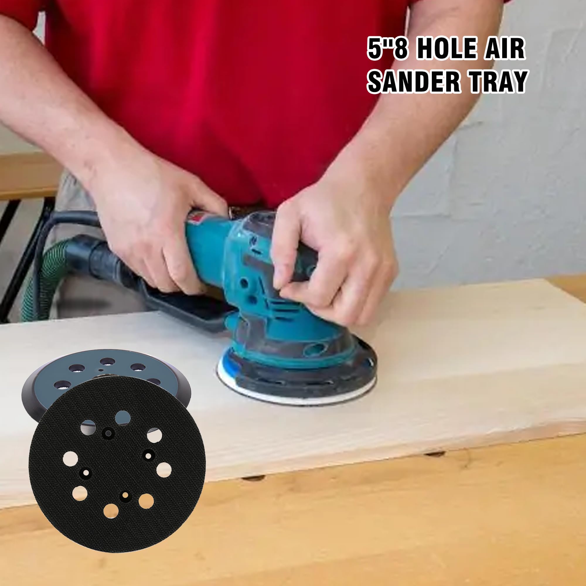 2PCS 5 Inch 8 Hole Replacement Sander Pad, 125mm Replacement Sander Backing Pad, Round Hook and Loop Backing Pad - Image 4