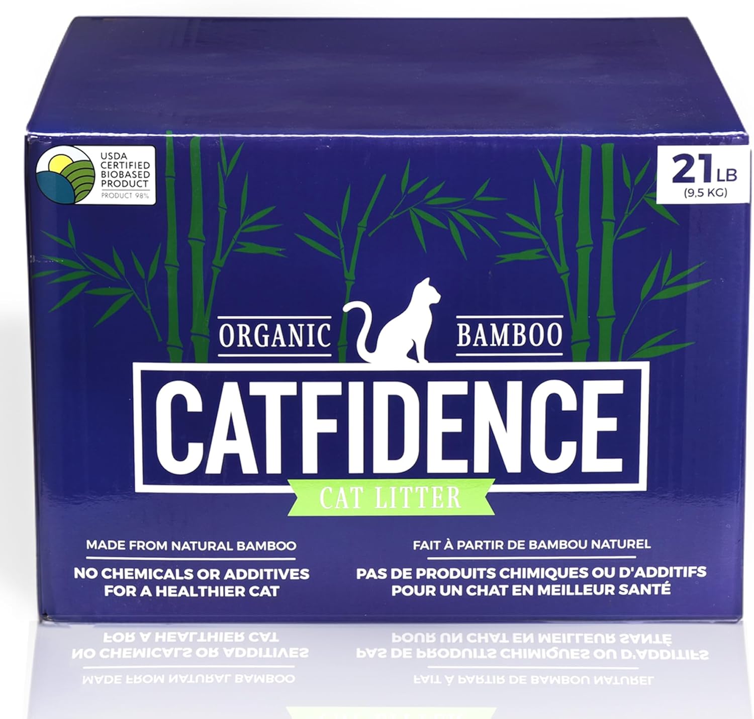 Catfidence® Organic Bamboo Cat Litter, Unscented, Dust-Free & Fast-Drying, Long-Lasting Odor Control, Multi-Cat Friendly (21lb (Pack of 3))
