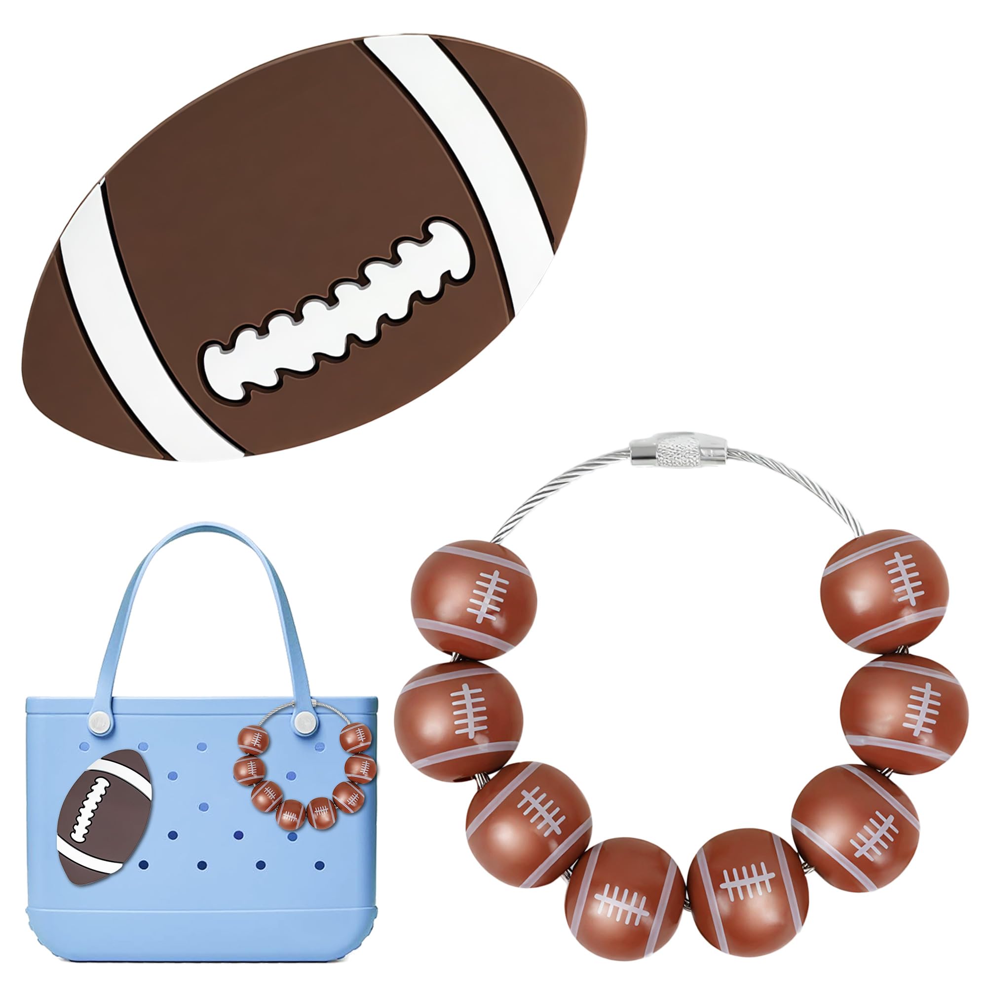 2 PCS Charms for Bogg Bag Accessories – Rubber Decorative Inserts for Original & XL, Sports Theme Tote Decorations, Fits Simply Southern & Other Beach Bags