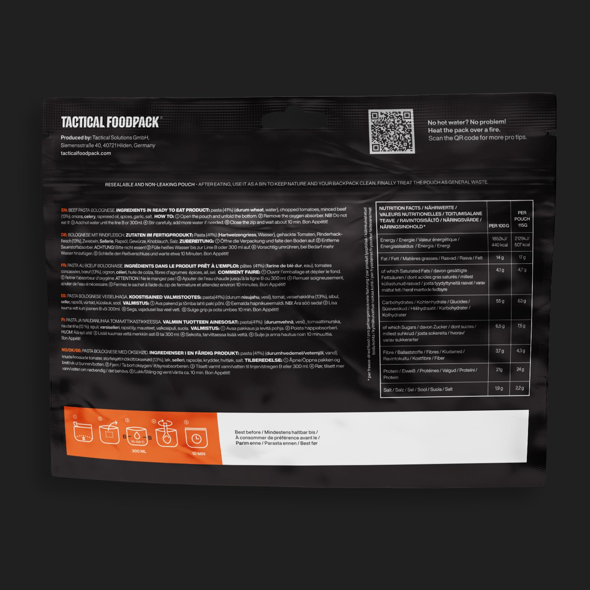 Tactical Foodpack 3er Set - 3 Gefriergetrocknete Mahlzeit (mit Fleisch) für Camping, Survival Outdoor Nahrung. Tracking oder Notfallrucksack – Fertiggerichte wie hausgemacht zum Verzehr bereit