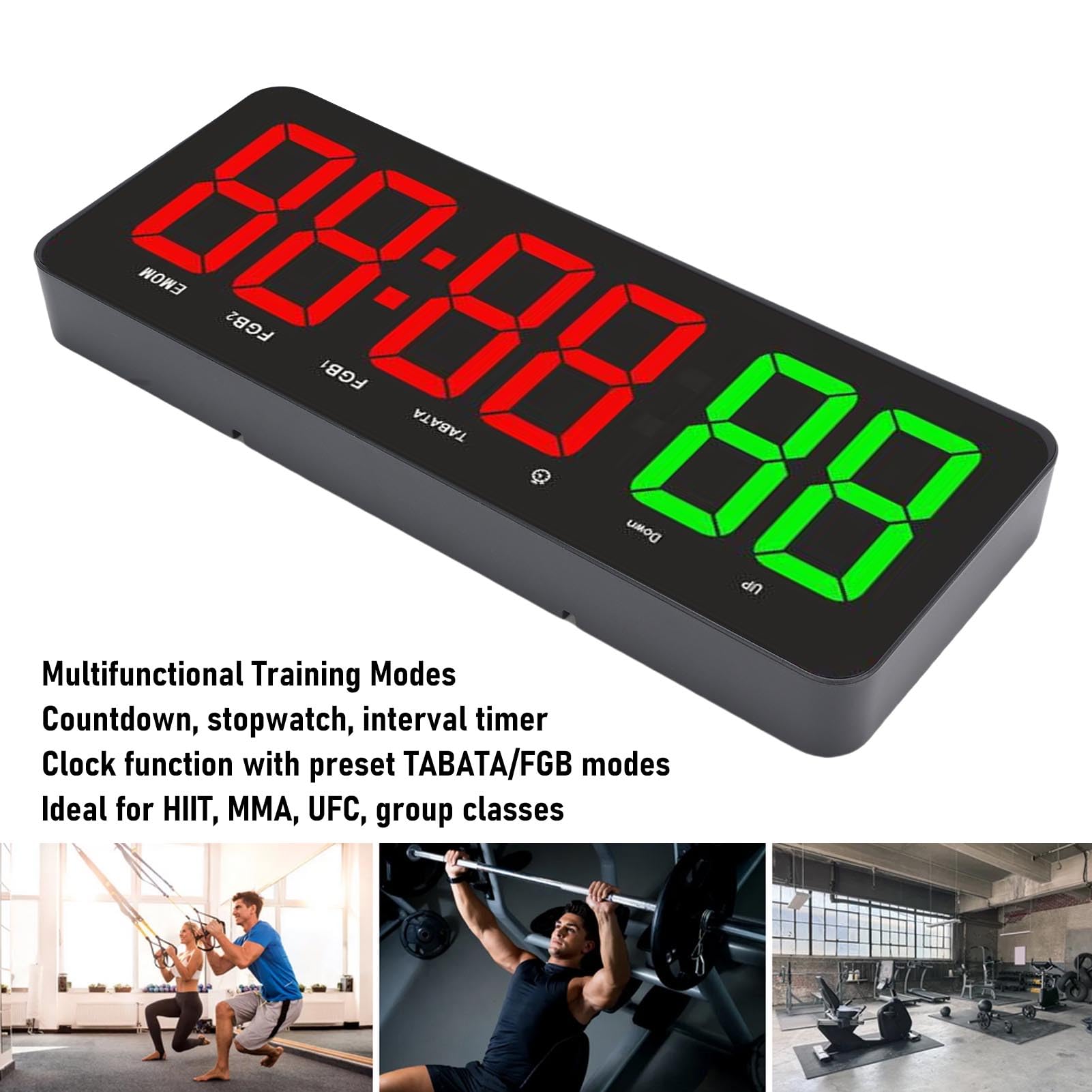 LICAEVEY Timer della Palestra, Muro di Orologio da Palestra Digitale da 12,4 Pollici con Intervallo di Avanzamento del Tempo di Avanzamento, Conto Alla Rovescia di Cronometro,