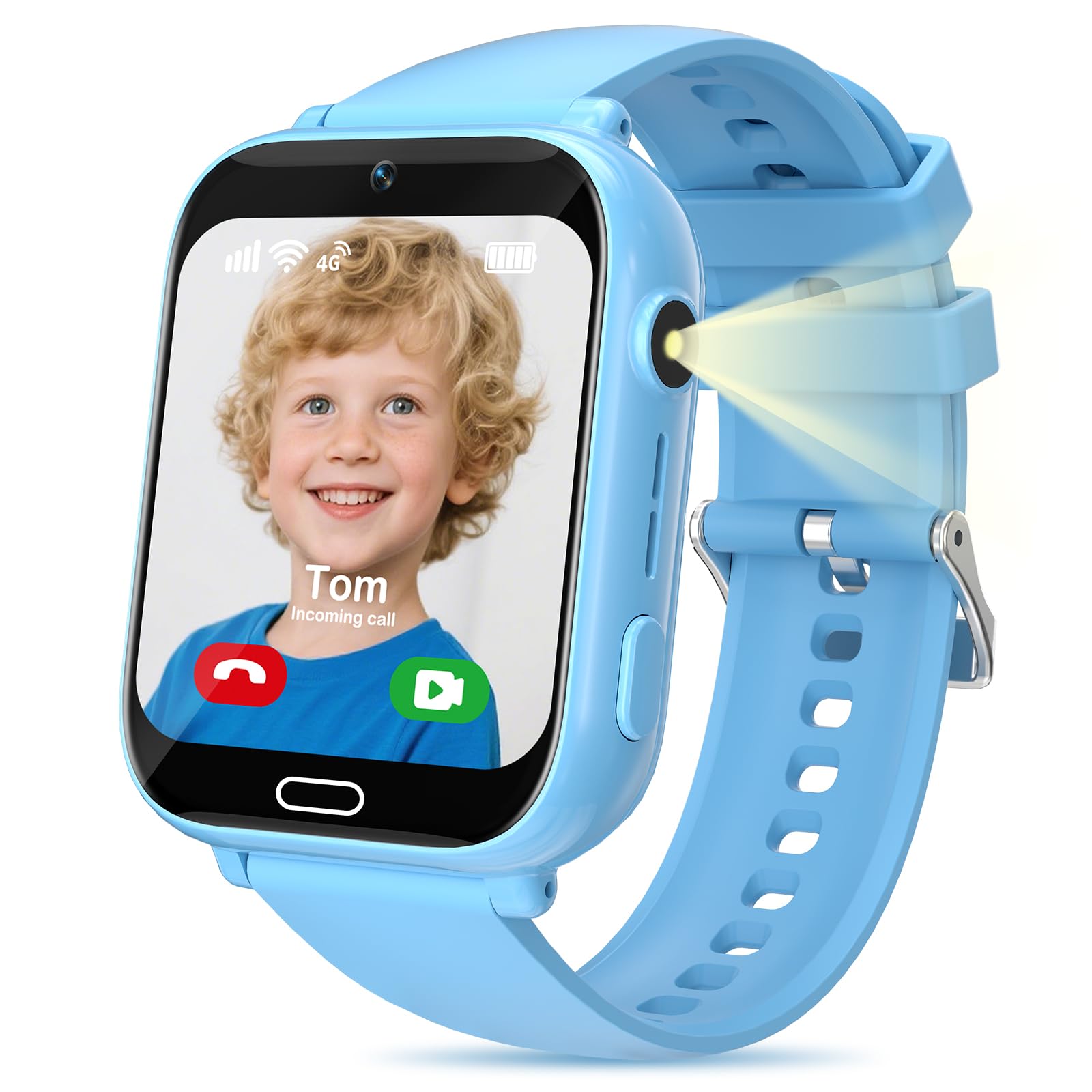 POFIBO Kids Smart Watch Boys Girls, 4G Kids GPS Tracker Watch with Phone, Video Calls, Voice Chat, SOS, Games, Alarm Clock, School Mode, Torch, Smart Watch for Boys Girls 4-16 Years — view 8