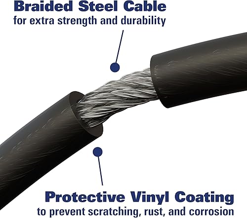 Miniatura 4 de BRINKS Paquete de 2 cables de bloqueo de bicicleta para exteriores de 6 pies, diseño grueso antirrobo, combinación de 4 diales reiniciable, acero