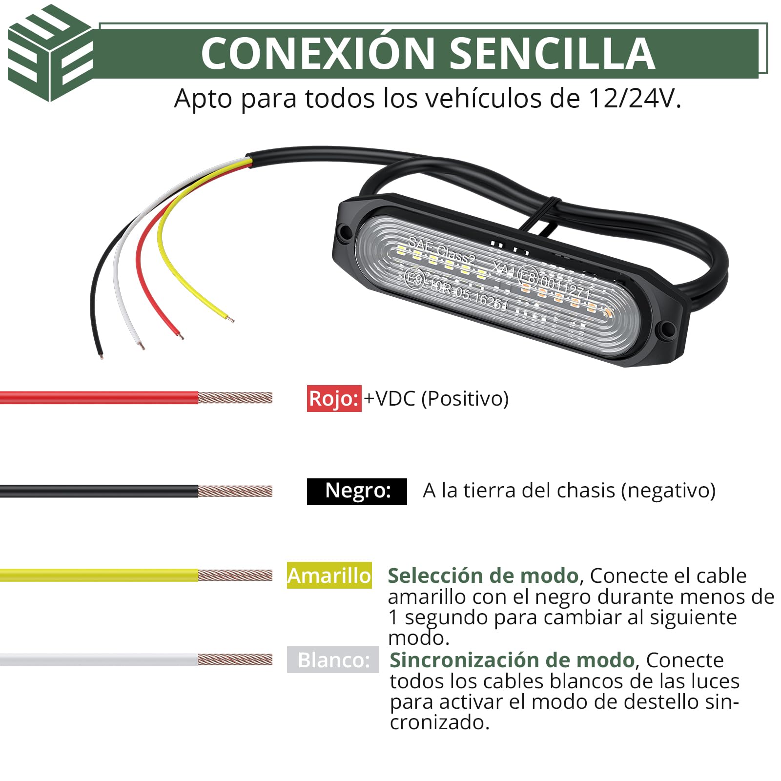EYPINS Luces Intermitentes LED de Advertencia de Emergencia, 8X 12W, 22 Modos, Luz Ámbar Estroboscópica para Camión, Tractor, Coche, Carretilla Elevadora, 12/24V