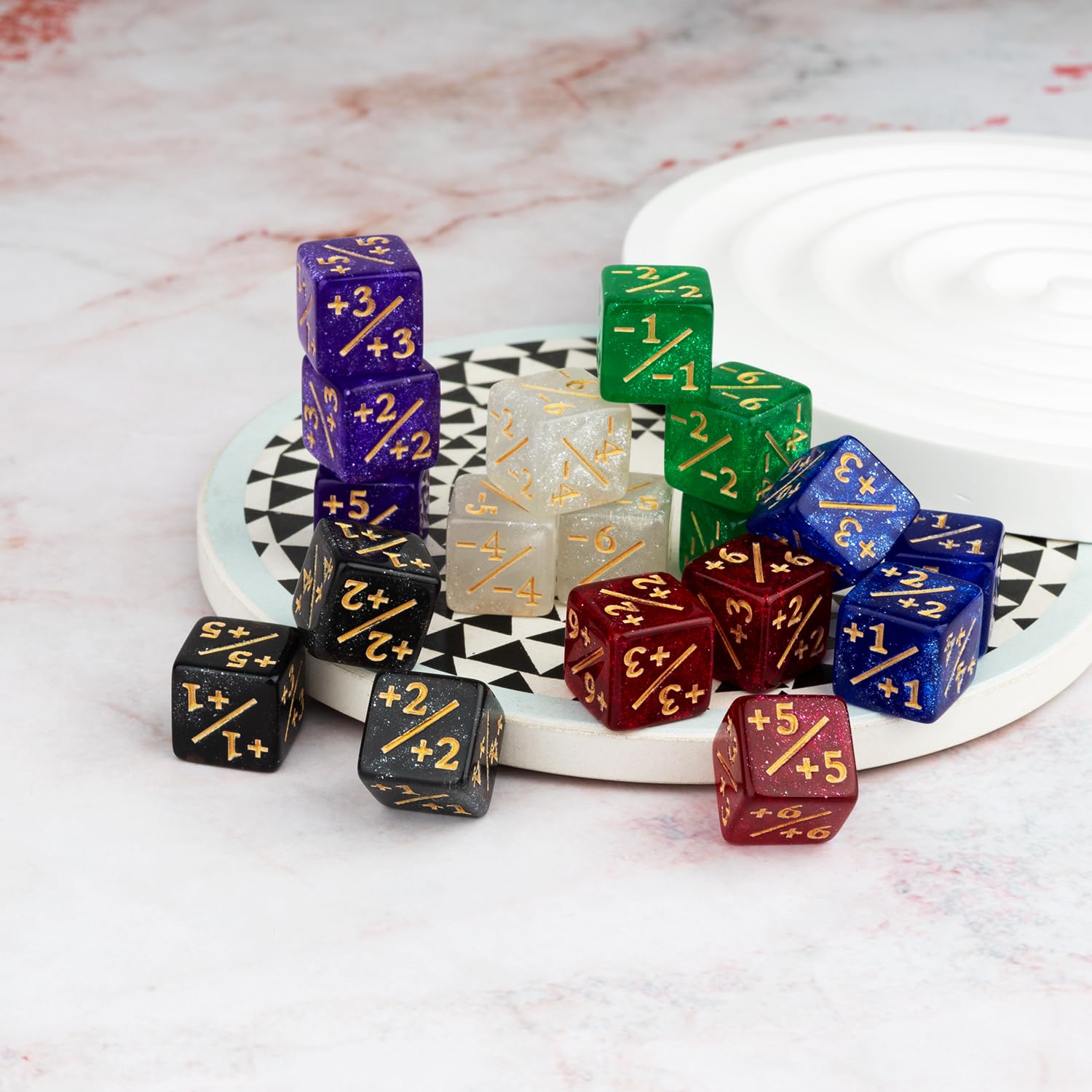 Juego de 42 dados MTG de 12 mm, habilidades de palabras clave, fichas de metal reversibles, juego de dados para juegos de cartas mágicas MTG TCG
