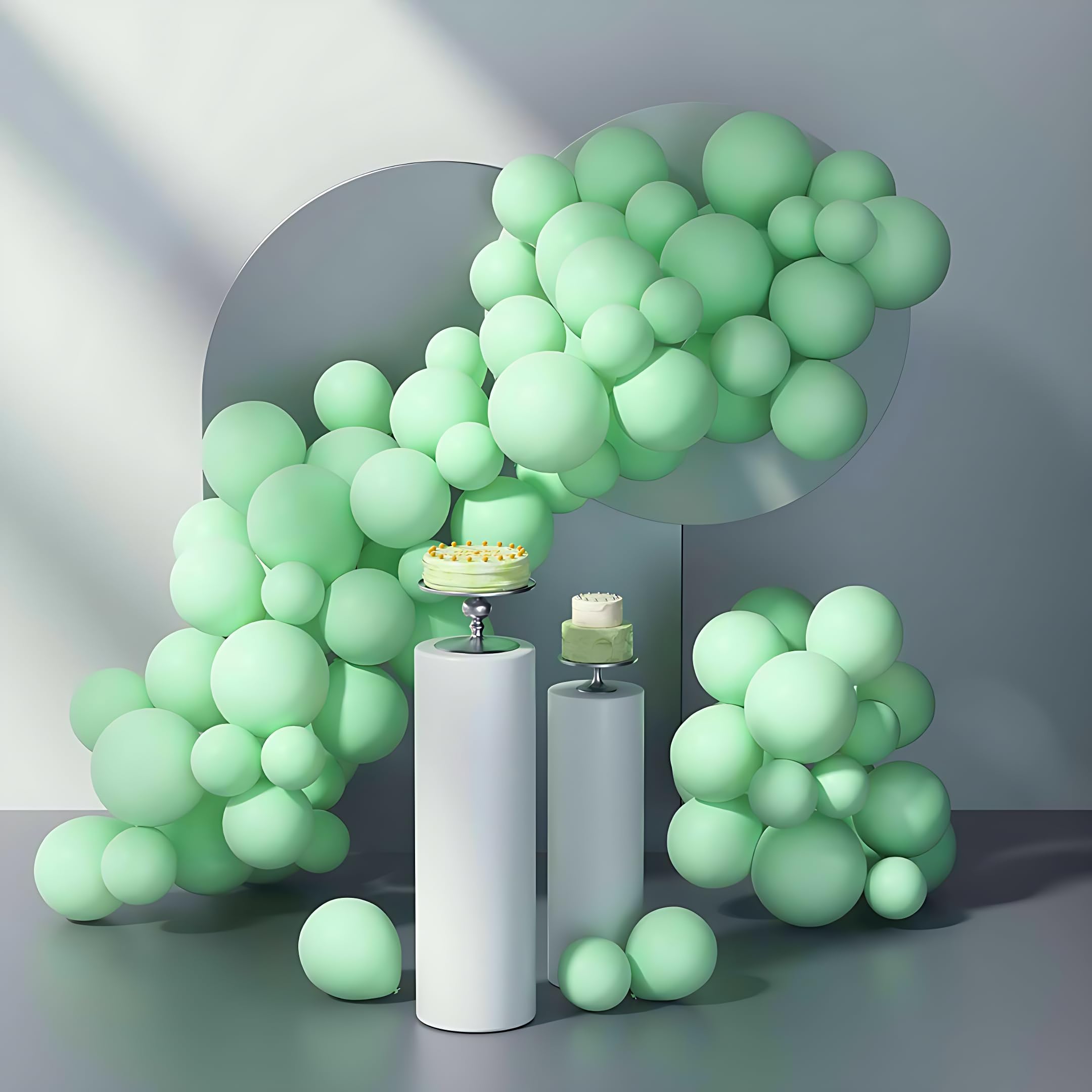 Flyloons Green Pastel Balloons Pack of 200 for birthday decoration items also suitable Baby Shower, Anniversary, Wedding, Celebration, Party