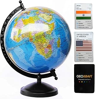 iQKids Educational Political Laminated Rotating World Globe with Metal