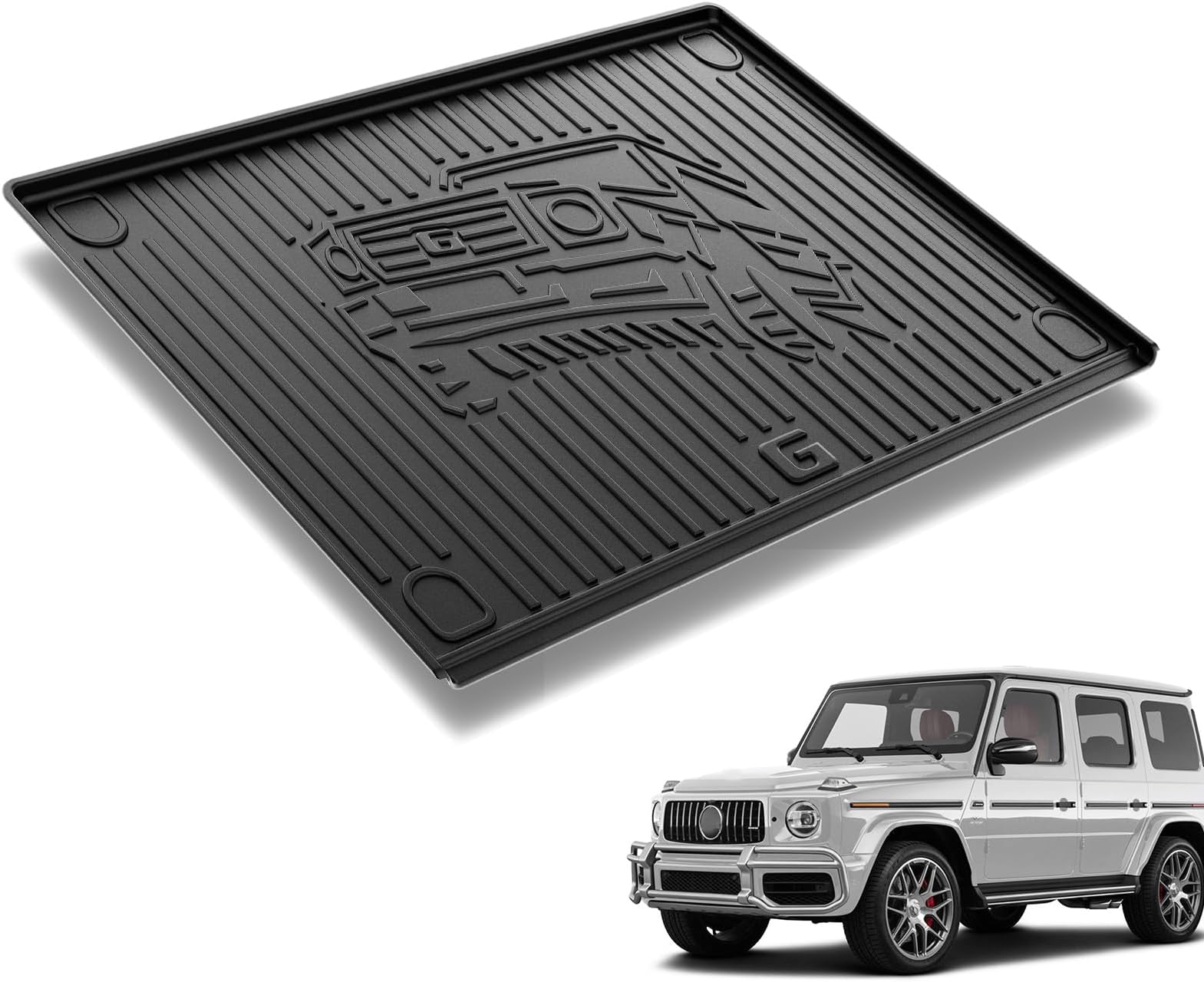 AOMSAZTO Cargo Liner for 2019-2024 2025 Mercedes-Benz G Class, Custom Fit All Weather Trunk Mat in Upper Position | Upgraded TPE Cargo Mat Trunk Liner, Black
