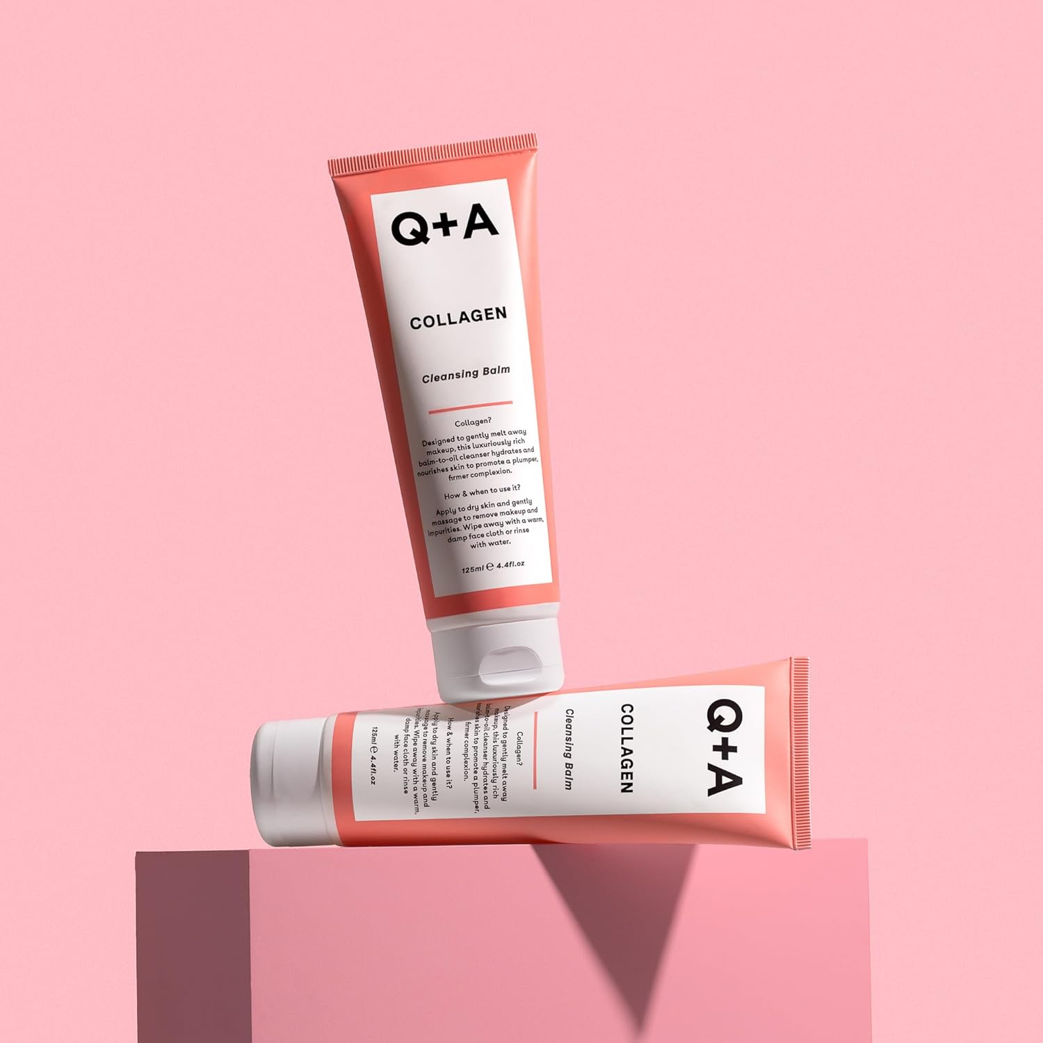 Q+A Collagen Cleansing Balm (125ml), Balm-to-Oil Face Cleanser, Makeup Remover with Squalane and Coconut Oil, Hydrating and Nourishing Face Wash, Promotes Plump and Supple Skin, Vegan Skincare - Image 7