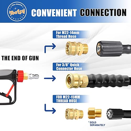 Miniatura 5 de Pistola de lavado a presión con varita y kit de manguera, pistola de lavado eléctrico y varita de lavado a presión curva de 18 pulgadas, conexión